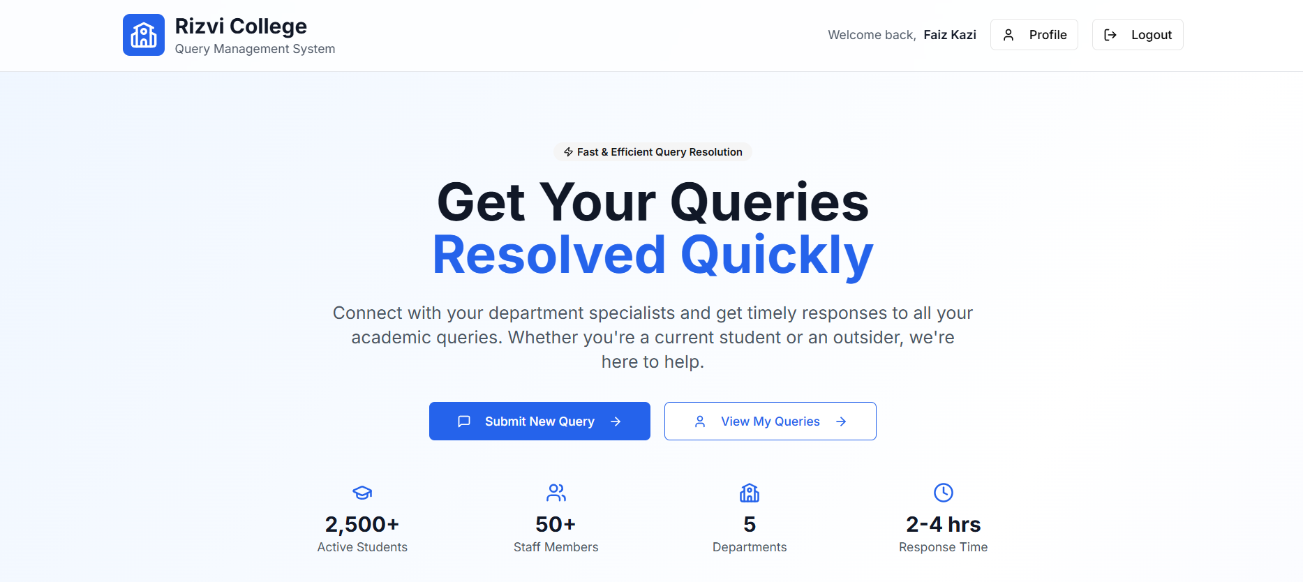 Academic Query Management System – Rizvi College